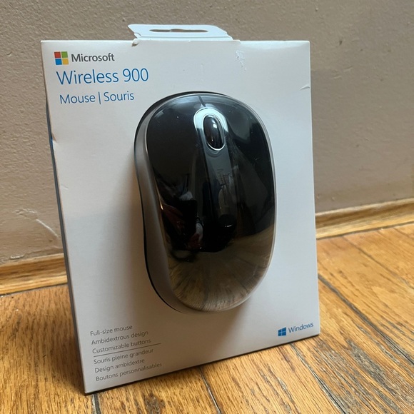 Microsoft Other - Microsoft Wireless 900 Mouse Black Full-Size USB Ambidextrous PW4-00001 NEW